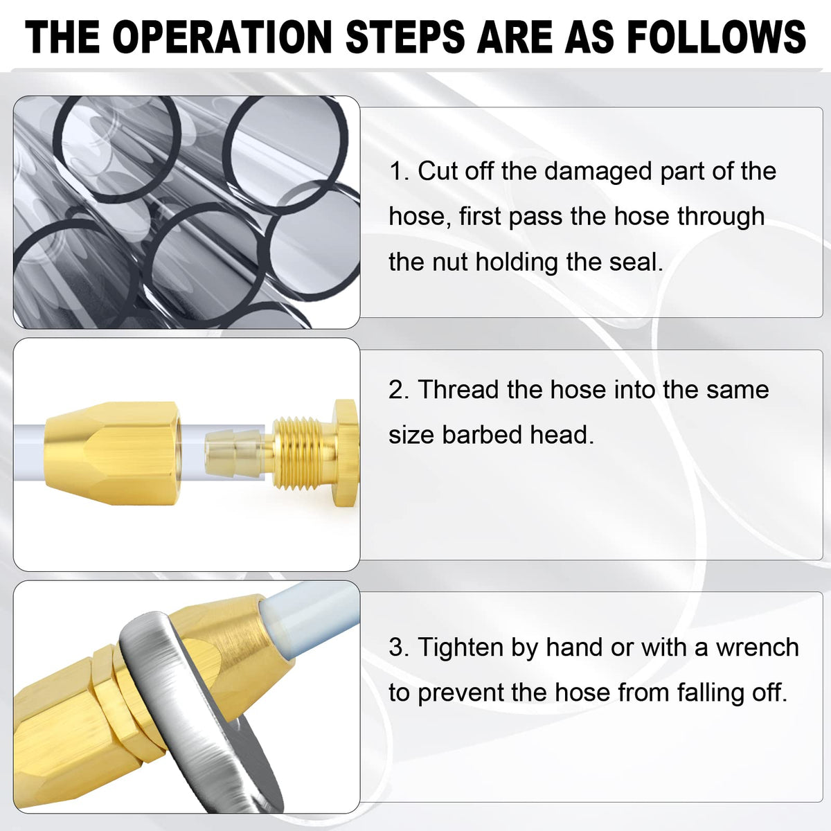 ChillWaves Brass Air Reusable Replacement Fitting,Reusable Hose Splicer 1/4" ID Hose（1/4" Barb）Repair Fitting(5-PACK)