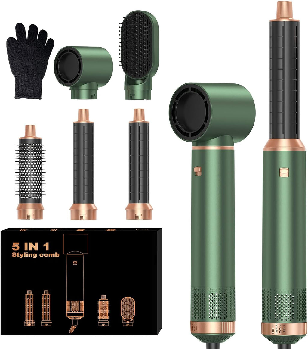 5 in 1 Blow Dryer Brush, Upgrade Hair Dryer Brush Set Negative Ion Air Styler Curling Wrap Air Curler, Hot Air Brush