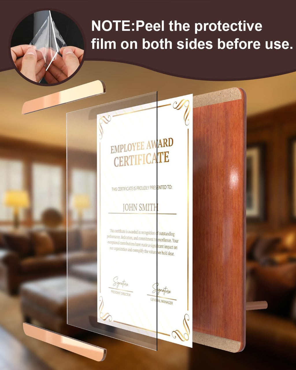 A4 Certificate Frame 8.3 x 11.7 in, Wood Plaque, Acrylic Cover | Display A4 8.3 x 11.7 Certificates, Diplomas, Awards
