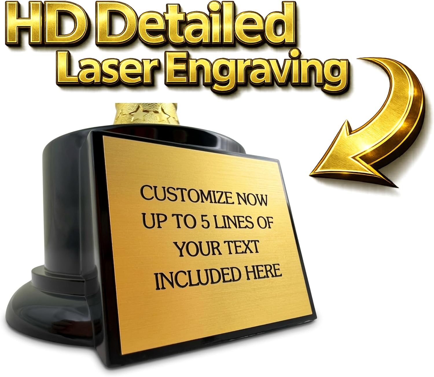 Personalized Trophy Cup with Custom Engraved Plate – 7.5" Gold Award Cup Trophy – Custom Engraving for Team Awards