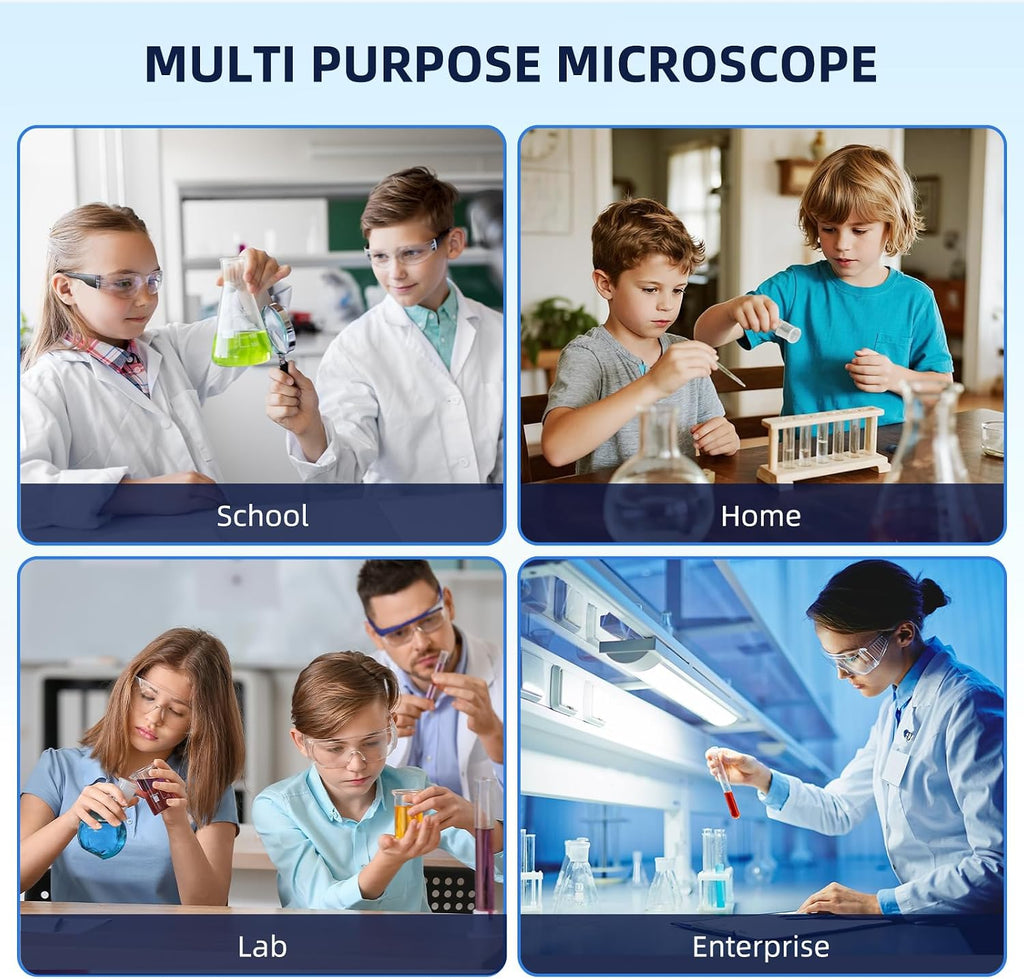 40-2000X Compound Microscope for Kids Adults Beginners | Lightweight Metal-Made / LED Light / Prepared Slide Kit and
