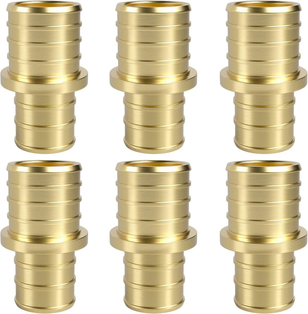 SUNGATOR 6-Pack 1" x 3/4" PEX Reducing Coupling, Brass Crimp Fitting
