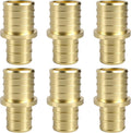 SUNGATOR 6-Pack 1" x 3/4" PEX Reducing Coupling, Brass Crimp Fitting