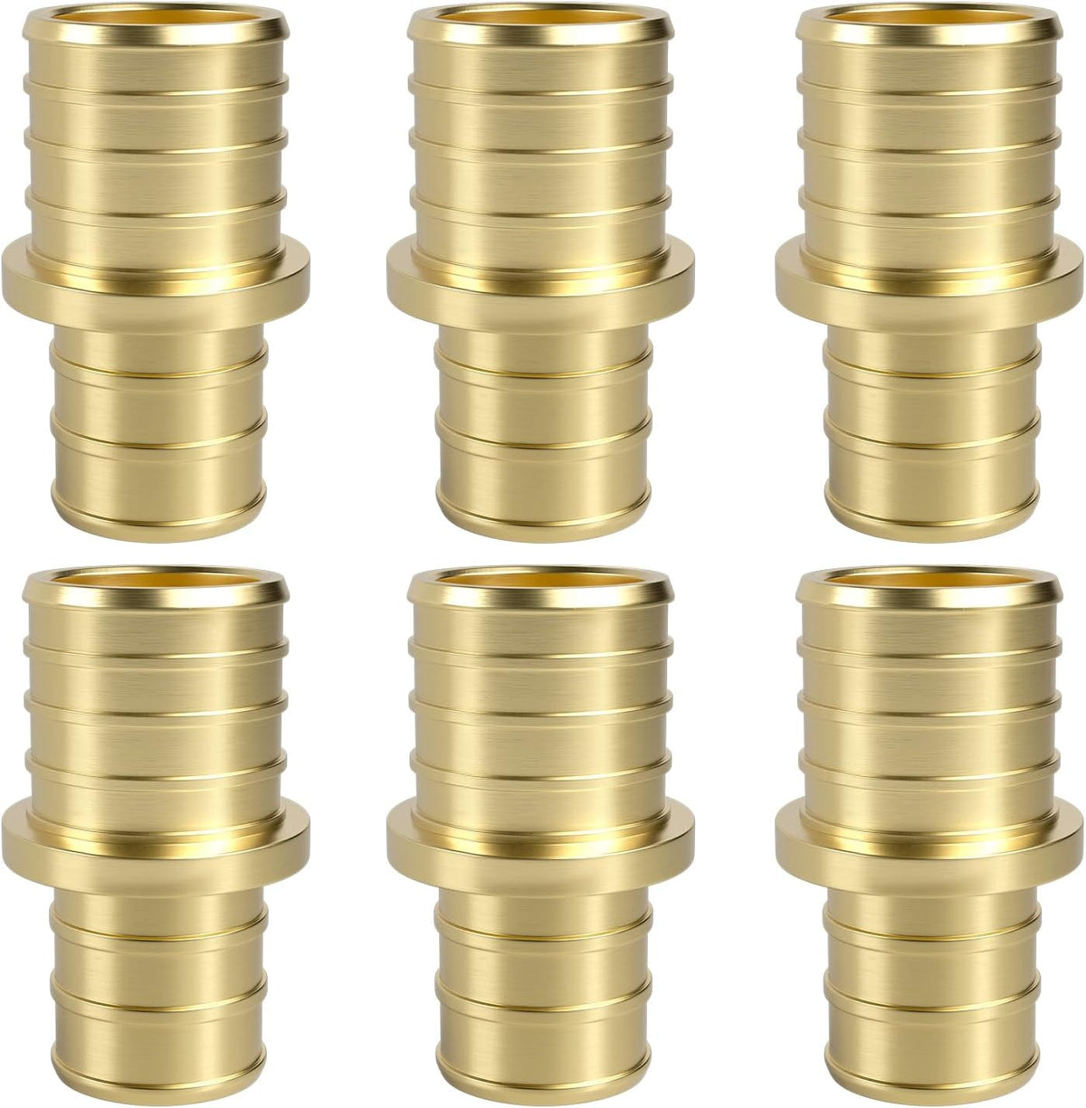 SUNGATOR 6-Pack 1" x 3/4" PEX Reducing Coupling, Brass Crimp Fitting