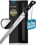 Bread Knife, 10" Serrated Knife, German Steel Full Tang Blade