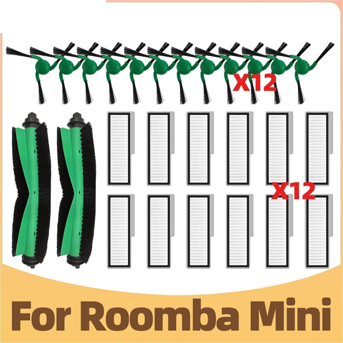 Main Side Brush Filter Replacement Accessories Compatible with Irobot Roomba Mini Vacuum Robot(2 Brushes)