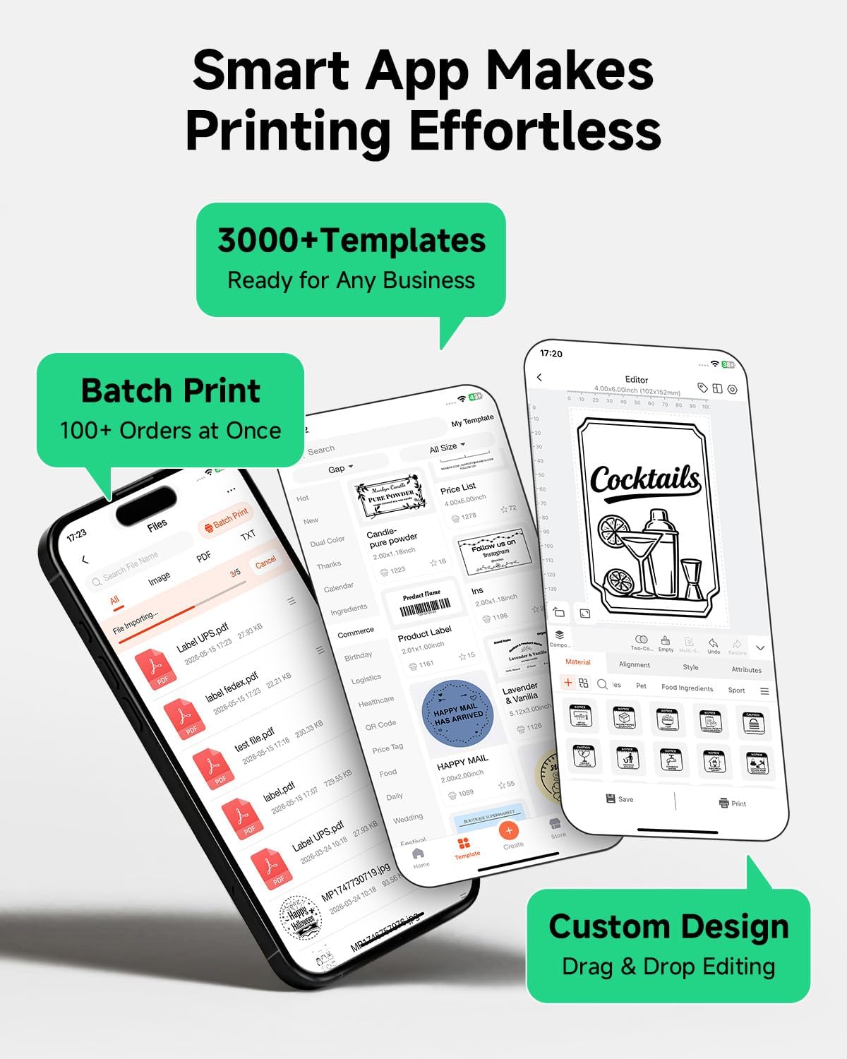 Thermal Label Printer, 4x6 Shipping Label Printer Bluetooth Wireless Label Printer for Small Business Compatible with