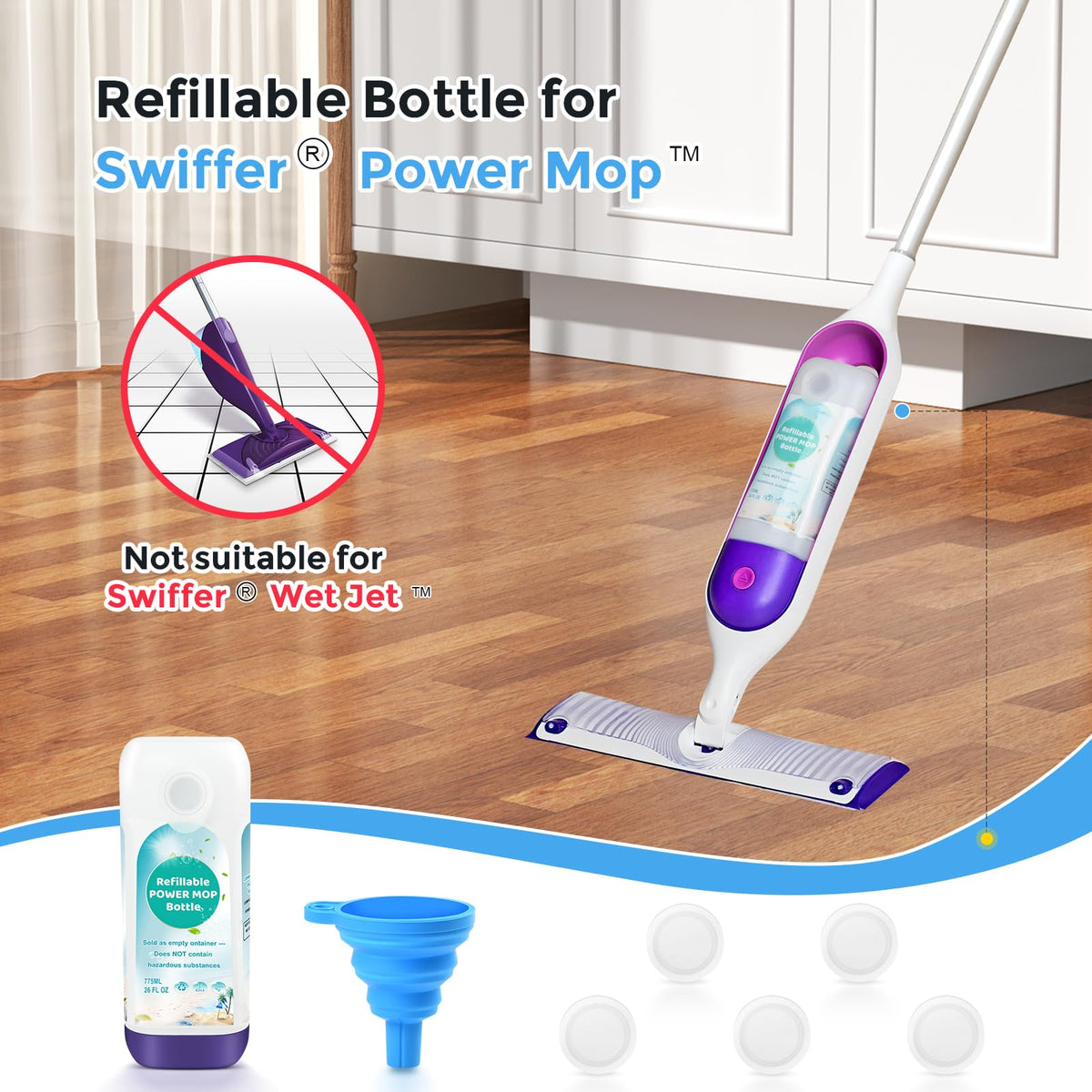 Power Mop Refillable Bottle for Swiffer PowerMop Multi-Surface Mop