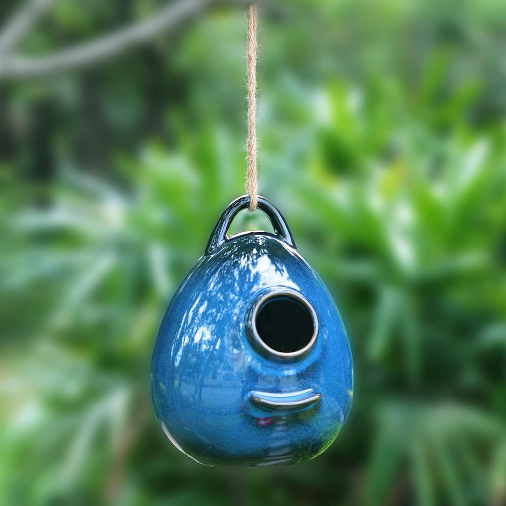 Birdhouse Ceramic Hanging Birdhouses Bird Hut Hanging Outdoor Birdhouse for Wild Birds, Finch, Cardinal, and Bluebird