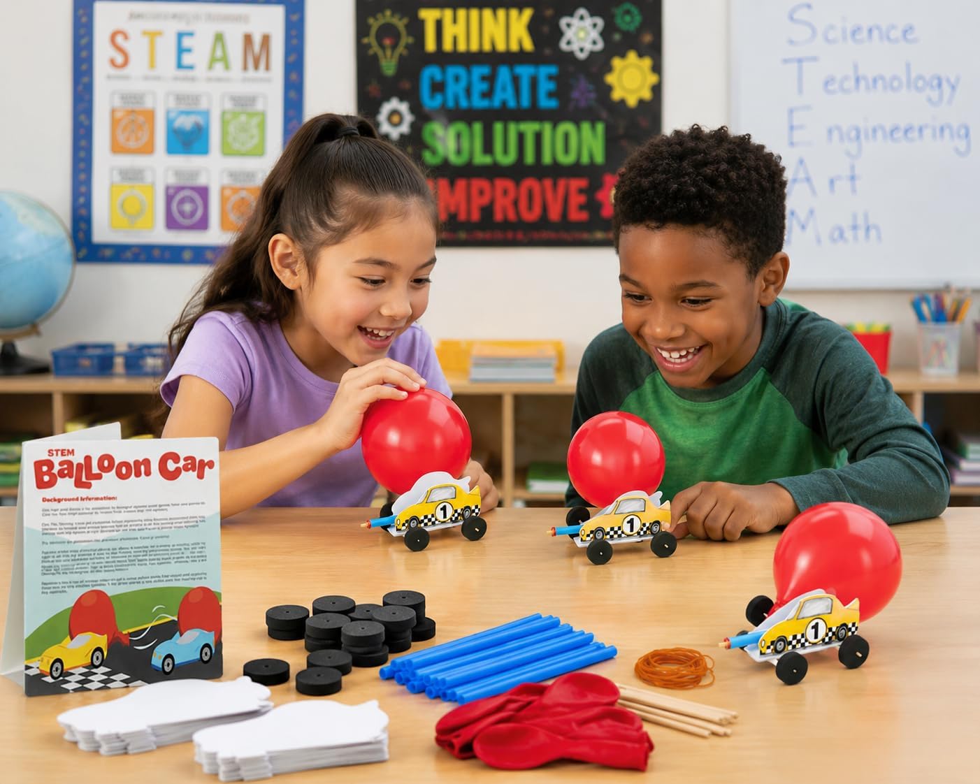 DIY Steam Car Craft Kits Makes 12 - STEM Toys Science Kits for Kids Age 5-7 8-12 | Educational Engineering Building