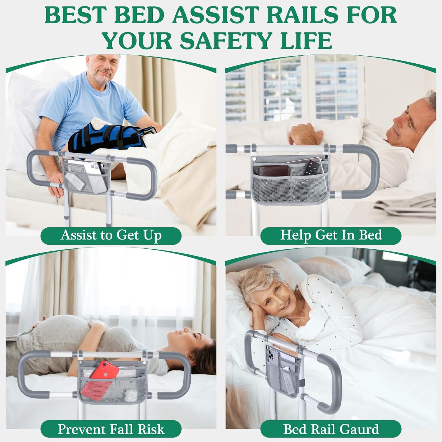 Bed Rails for Elderly Adults Safety - Extended Bed Assist Rail for Seniors - Adjustable Beds Side Rails Handle