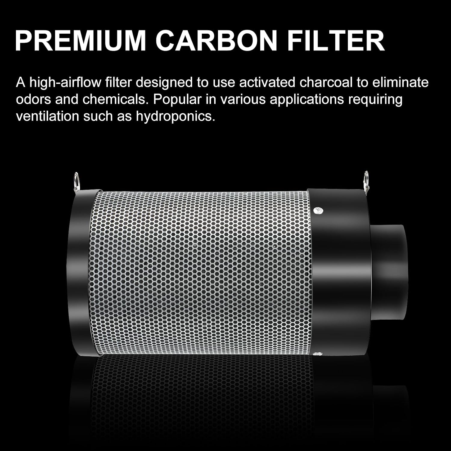 4 Inch Air Carbon Filter with Australian Virgin Charcoal – Odor Control. Built-in 5.5" Quiet Fan with Speed Control