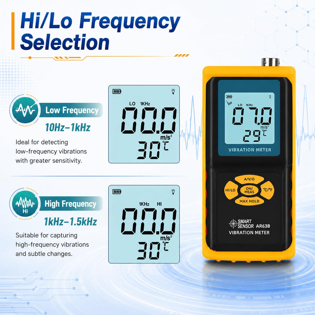AR63B 3-in-1 Digital Vibration Meter Vibrometer