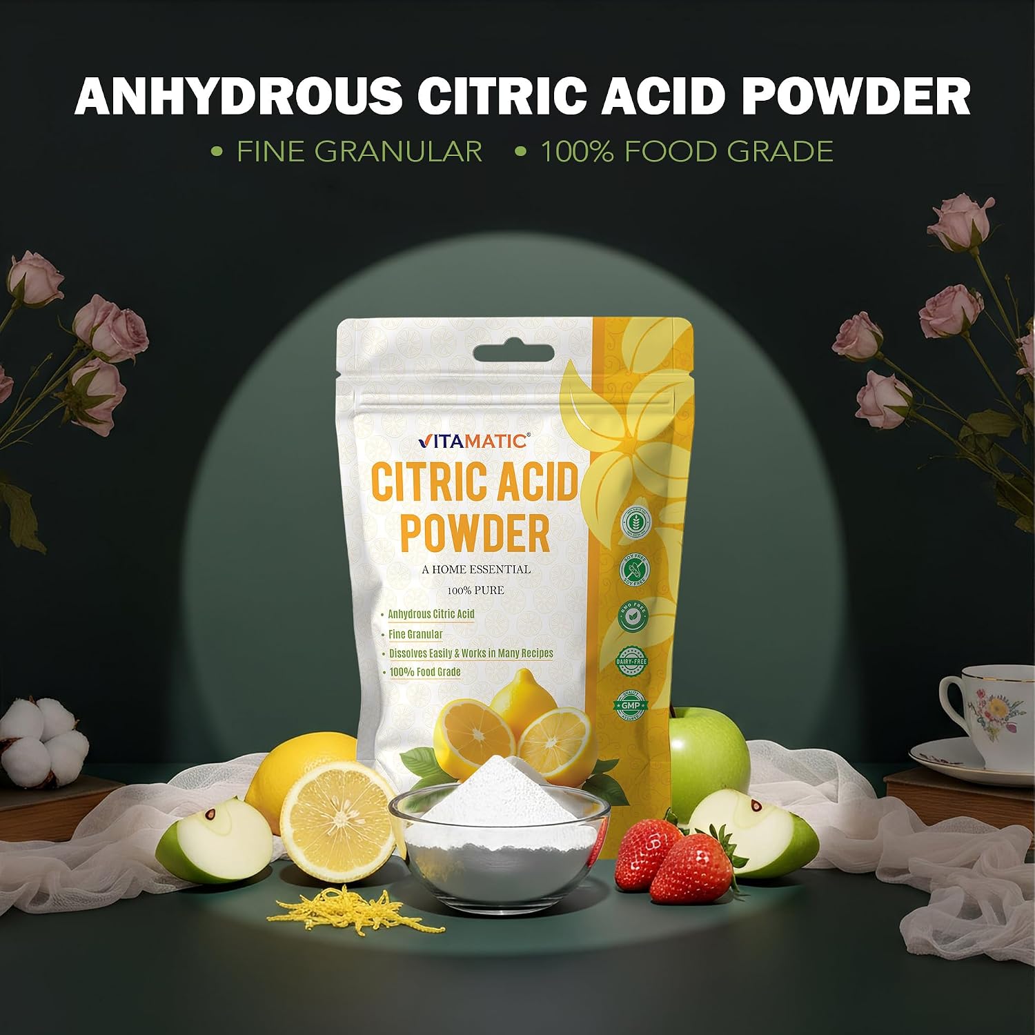 Citric Acid Powder 5 lb (80 oz) – 100% Pure Anhydrous Crystalline Granules, Food Grade, Easy Dissolving for Cooking