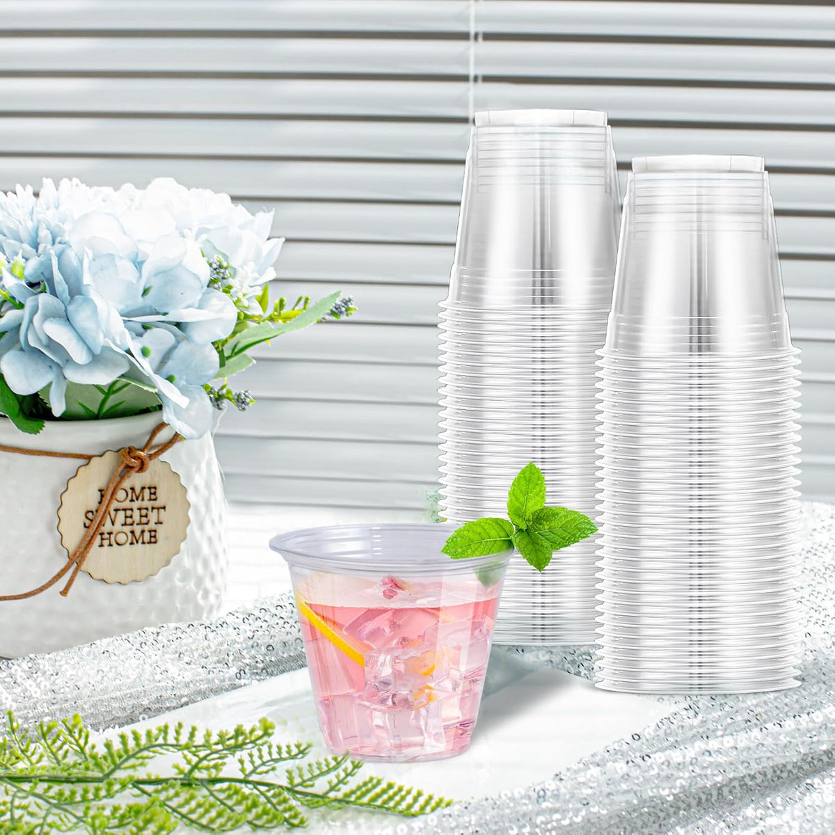 100 Pack 9 oz Clear Plastic Cups Disposable Cups
