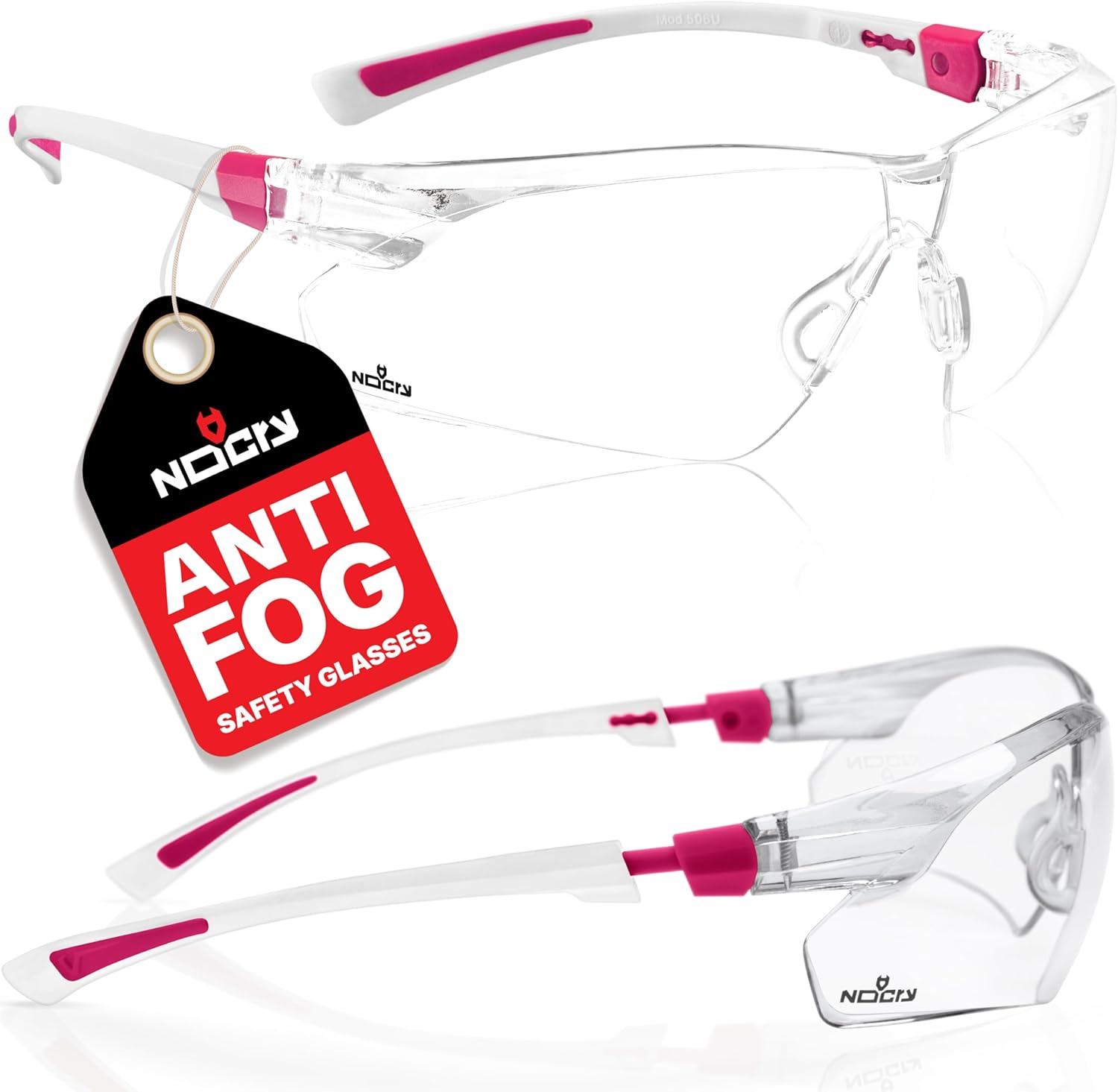 Clear Safety Glasses for Women with Adjustable Frames — Anti Fog Safety Glasses with 100% UV Protection & Scratch
