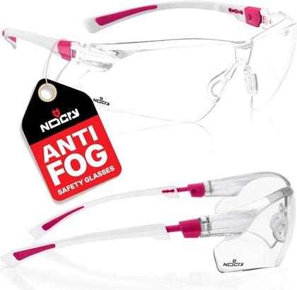 Clear Safety Glasses for Women with Adjustable Frames — Anti Fog Safety Glasses with 100% UV Protection & Scratch