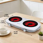 Double Burner Hot Plate Electric, 1800W Portable Electric Cooktop Burner with 7.9 Inch Crystallite Ceramic Glass