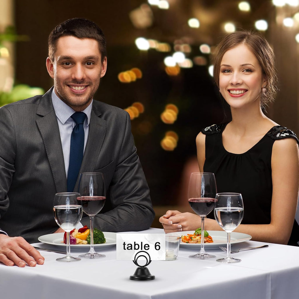 12Pcs Table Number Holders, Metal Black Finish Wire Picture Stands Name Menu Clips Place Card/ Memo/Photo Table Sign