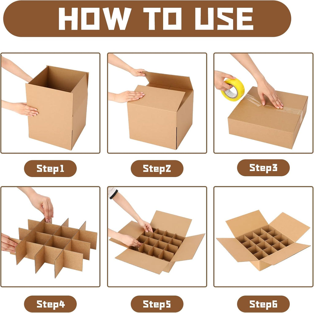 16 Pack Moving Boxes with Divider Kits, 13 x 13 x 4 Inch