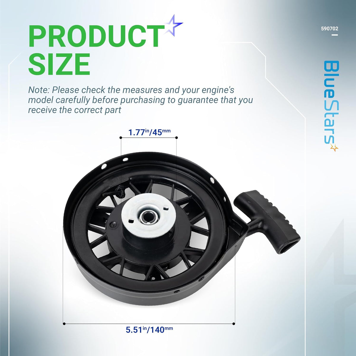 BlueStars 590739 Recoil Starter - Compatible with Tecumseh 590702 590637