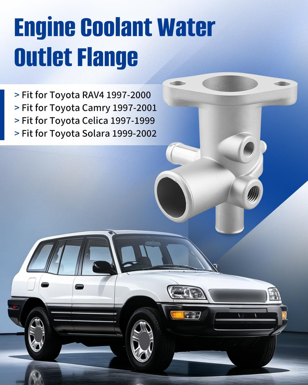 16331-74220 Engine Coolant Outlet Flange, Water Thermostat Housing Fits for Toyota RAV4 Camry Celica Solara 1997-2002