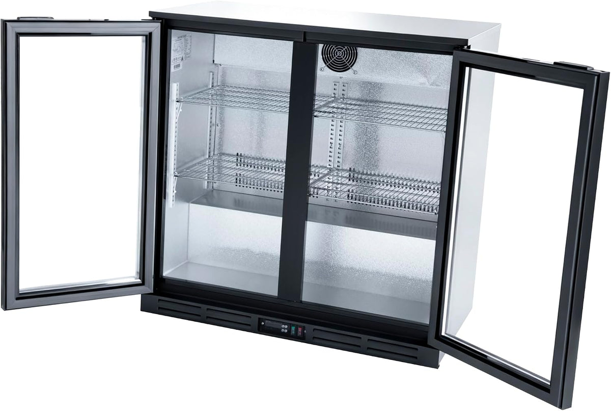 Hakka 7.3 Cu.Ft Back Bar Cooler - 2 Glass Doors Beverage Refrigerator