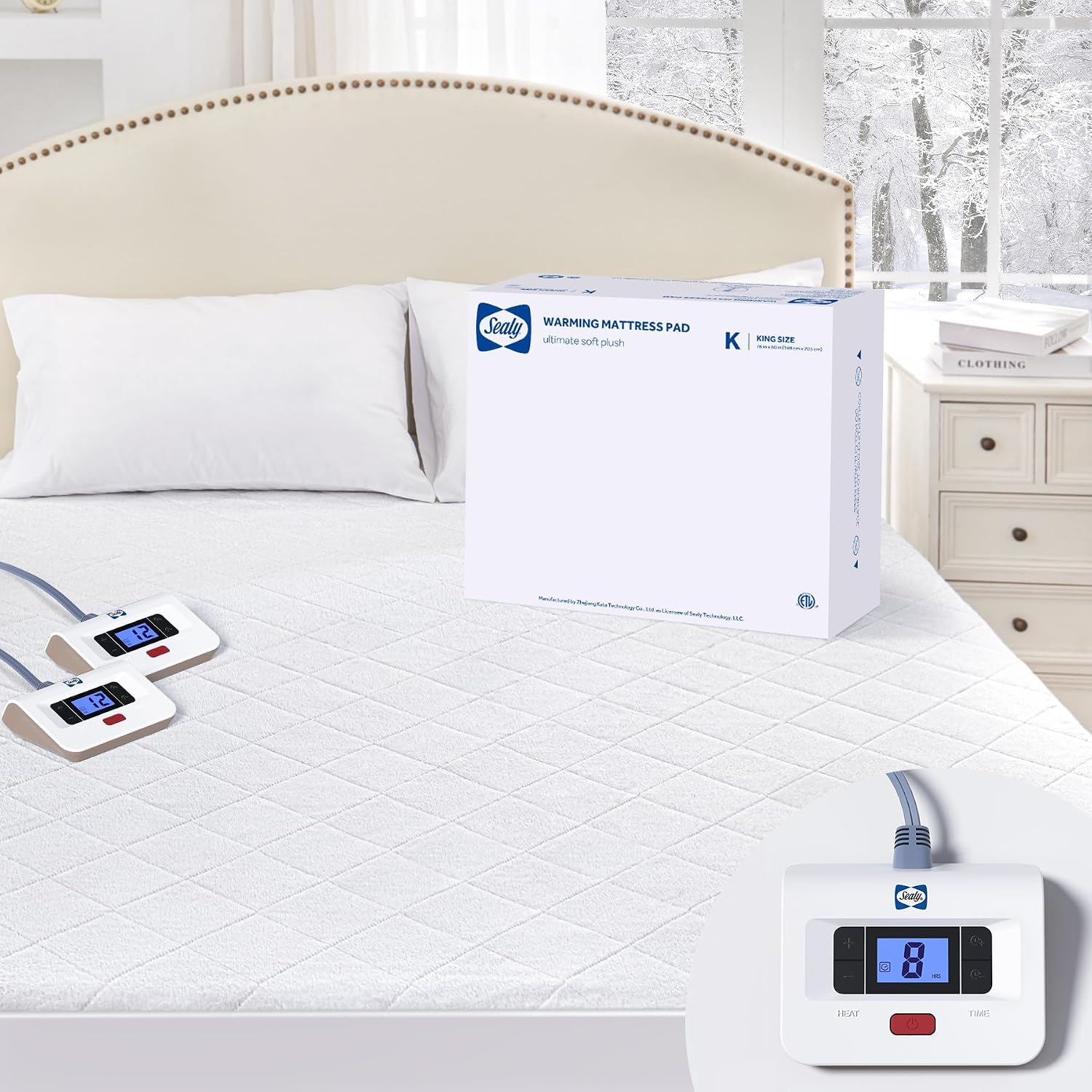 Heated Mattress Pad King Size with Plush Top Machine Washable 78×80" | Coral Fleece Electric Bed Warmer with Dual