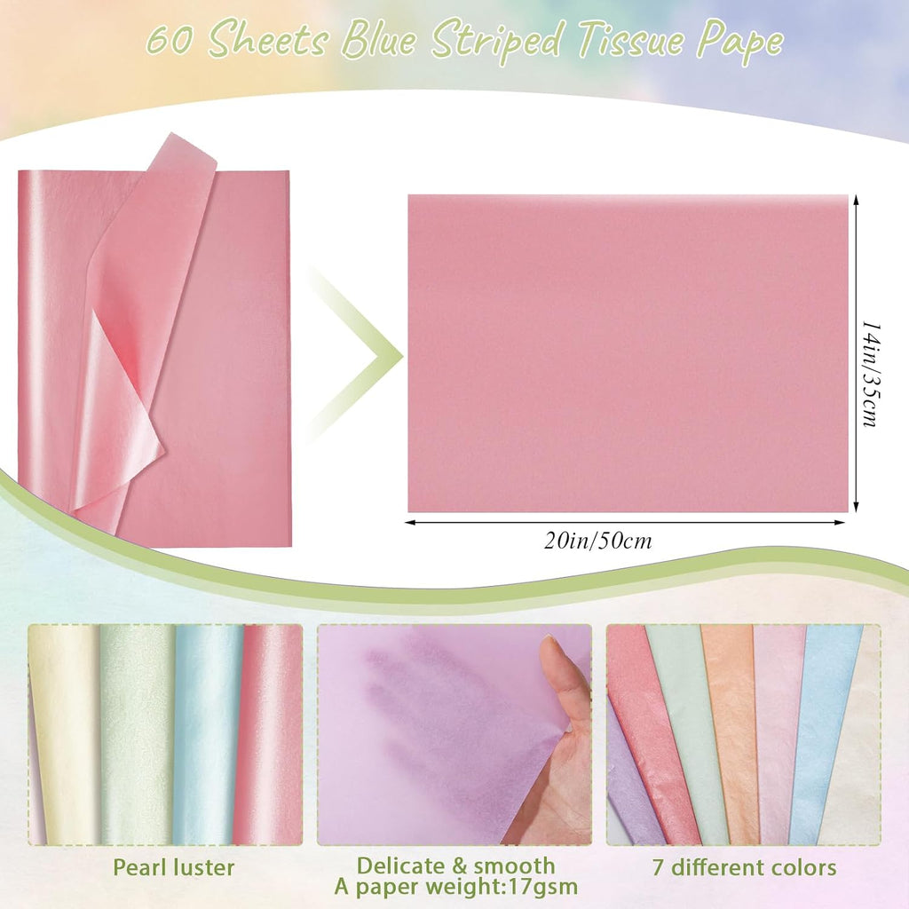 110 Sheets Tissue Paper for Gift Bags & Crafts 7 Metallic Colors