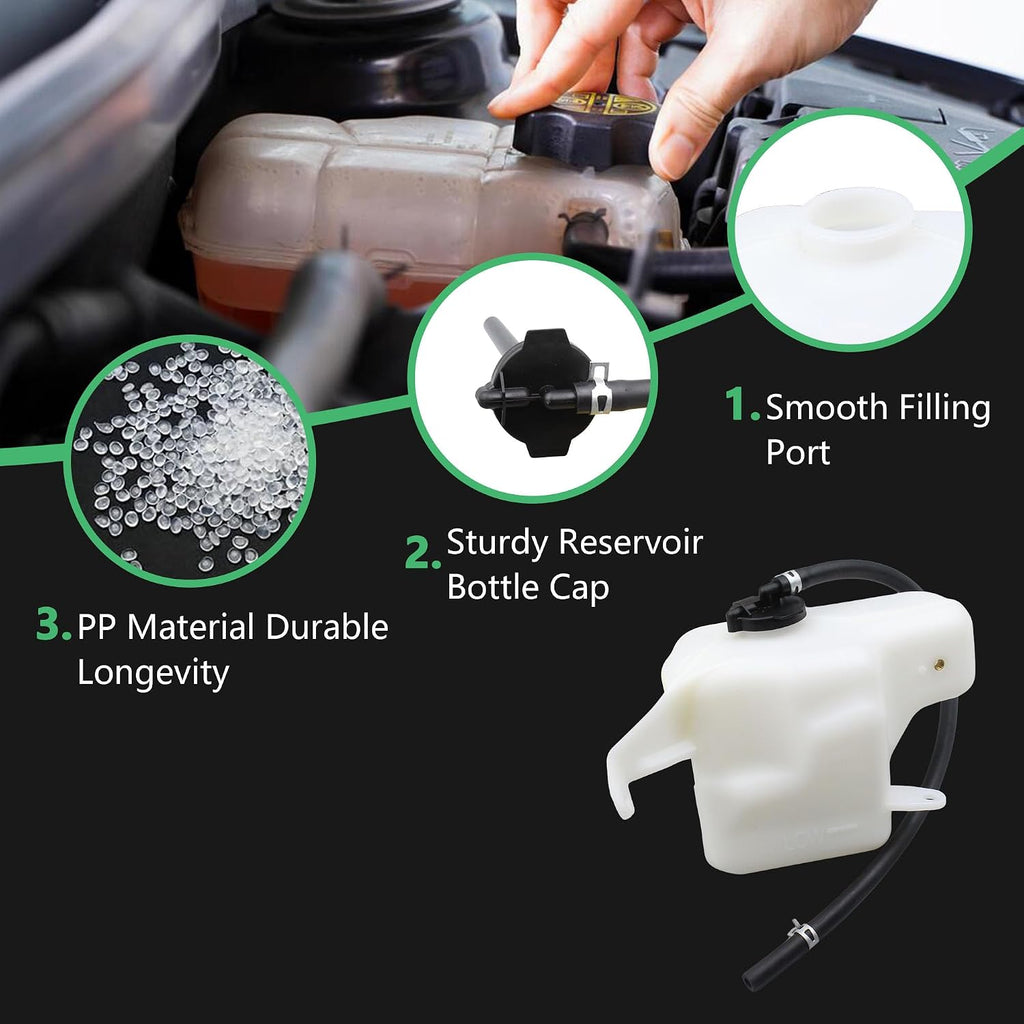 Upgraded Front Pressurized Coolant Reservoir with Cap & Tube for Toyota Corolla 1.8L 2.4L 2009-2013 / Matrix 1.8L 2.4L 2009-2013 / Matrix 1.8L 2014 Replaces OE# 164700T040 1647022091 603-245