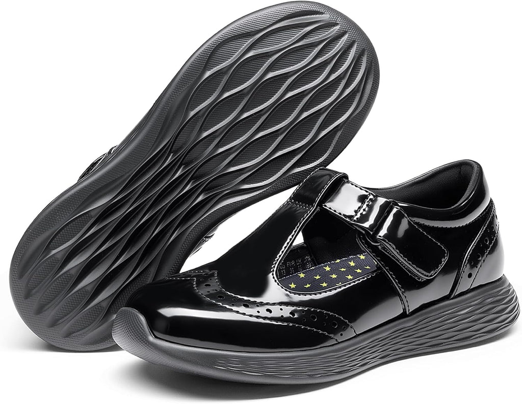 Girls Mary Jane School Uniform Shoes | Lightweight T-Strap dress shoes,breathable lining,arch support oxford flats