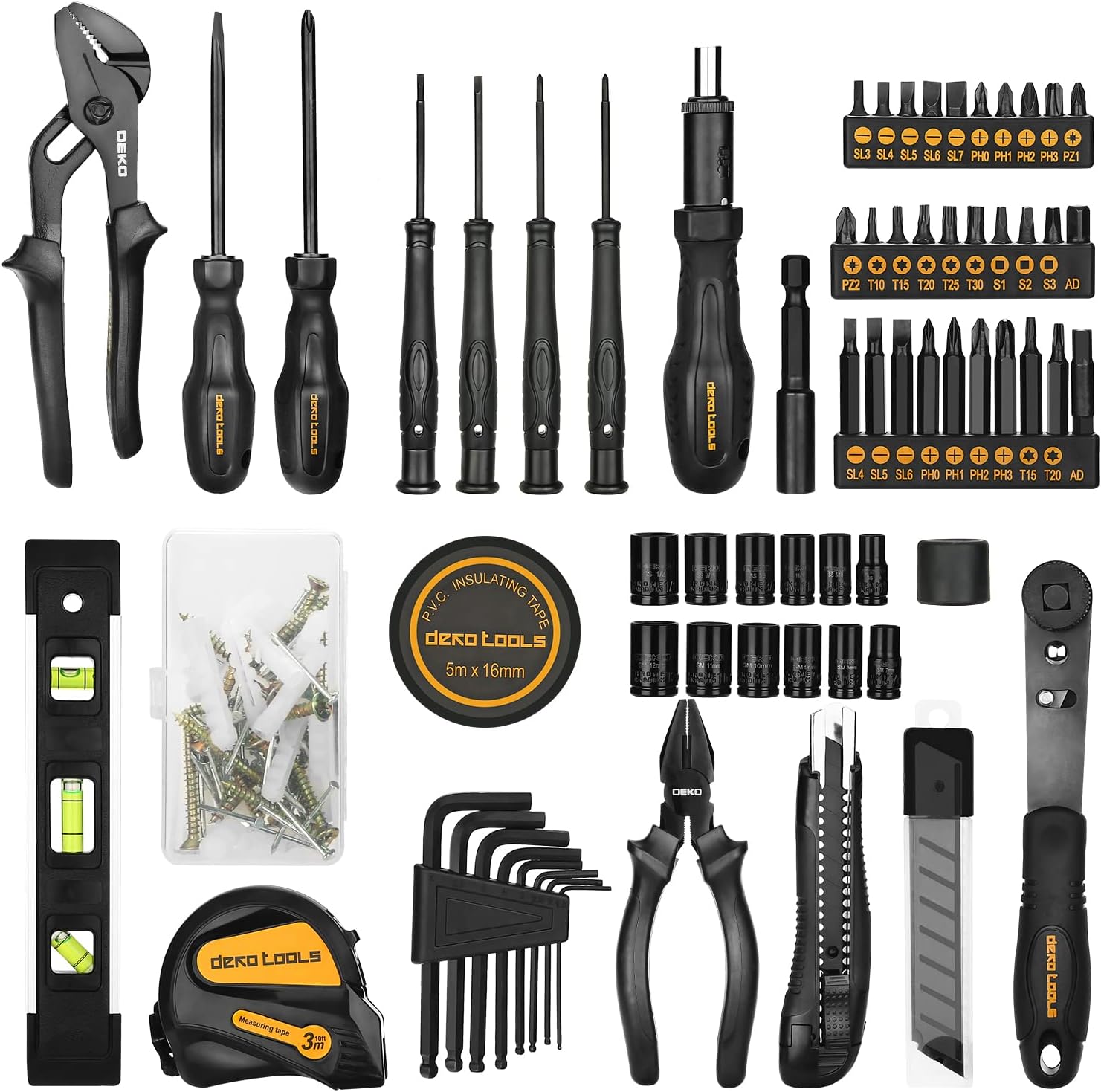150 Piece Tool Set, General Household Hand Tool Kit, Home Repair Tool Kit with Plastic Toolbox Storage Case for DIY