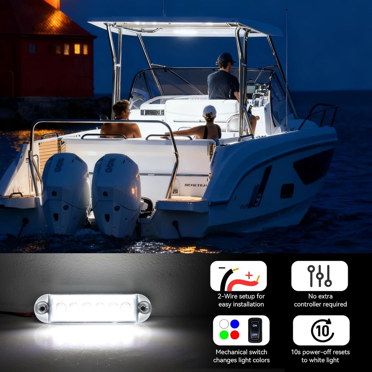 RGBW Boat LED Courtesy Light 12V, 4 Inches, 4PCS