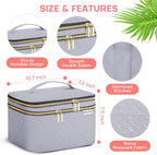 Large Makeup Bag with Mirror Double Layer Travel Make Up Organizer Case, Large Capacity Coemetic with Brush Slot