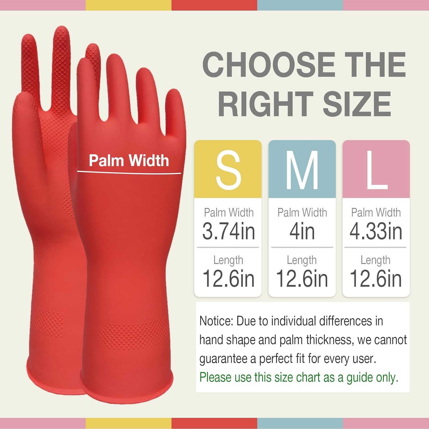 Rubber Cleaning Gloves 5 Pairs Kitchen Dishwashing Gloves Reusable for Household Washing Dishes Cleaning Gardening