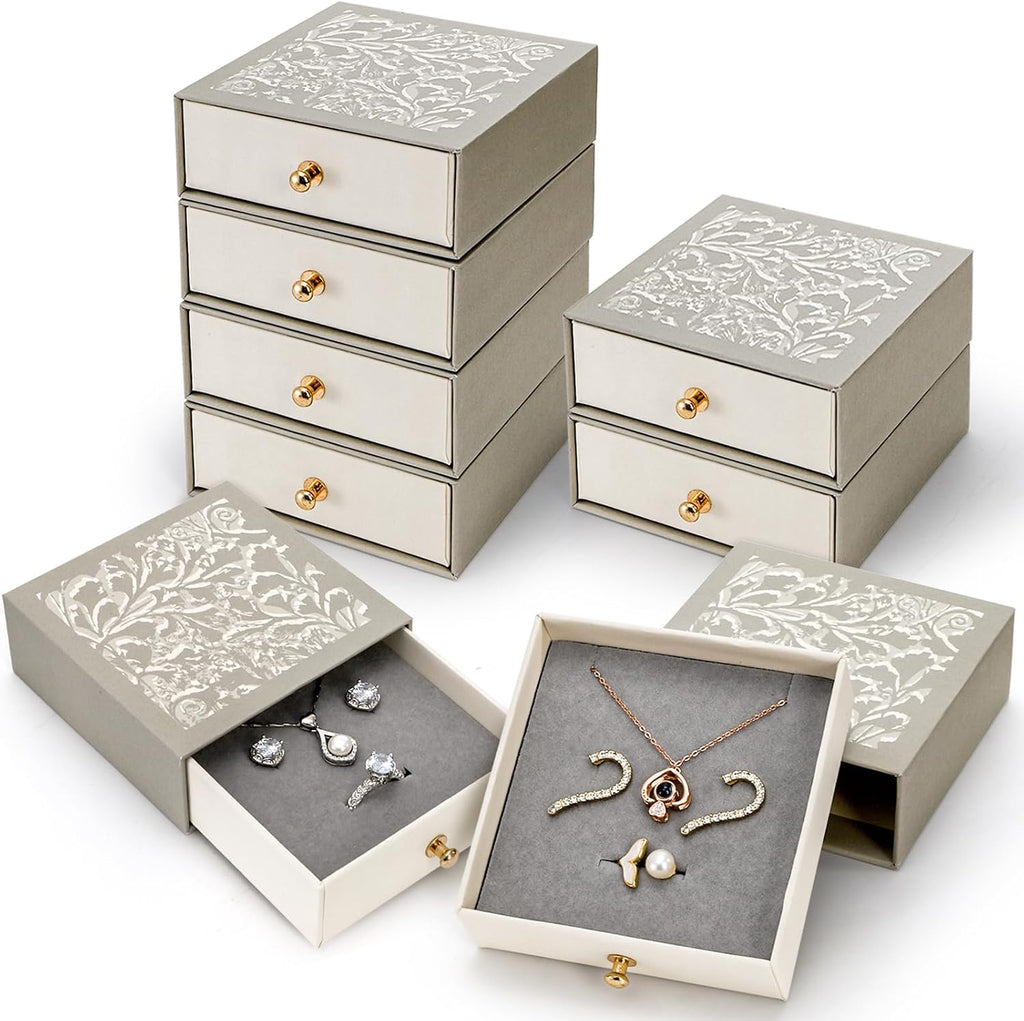 8 Pack Cardboard Jewelry Gift Boxes, 3.8x3.8x1.4 Inch, Gray