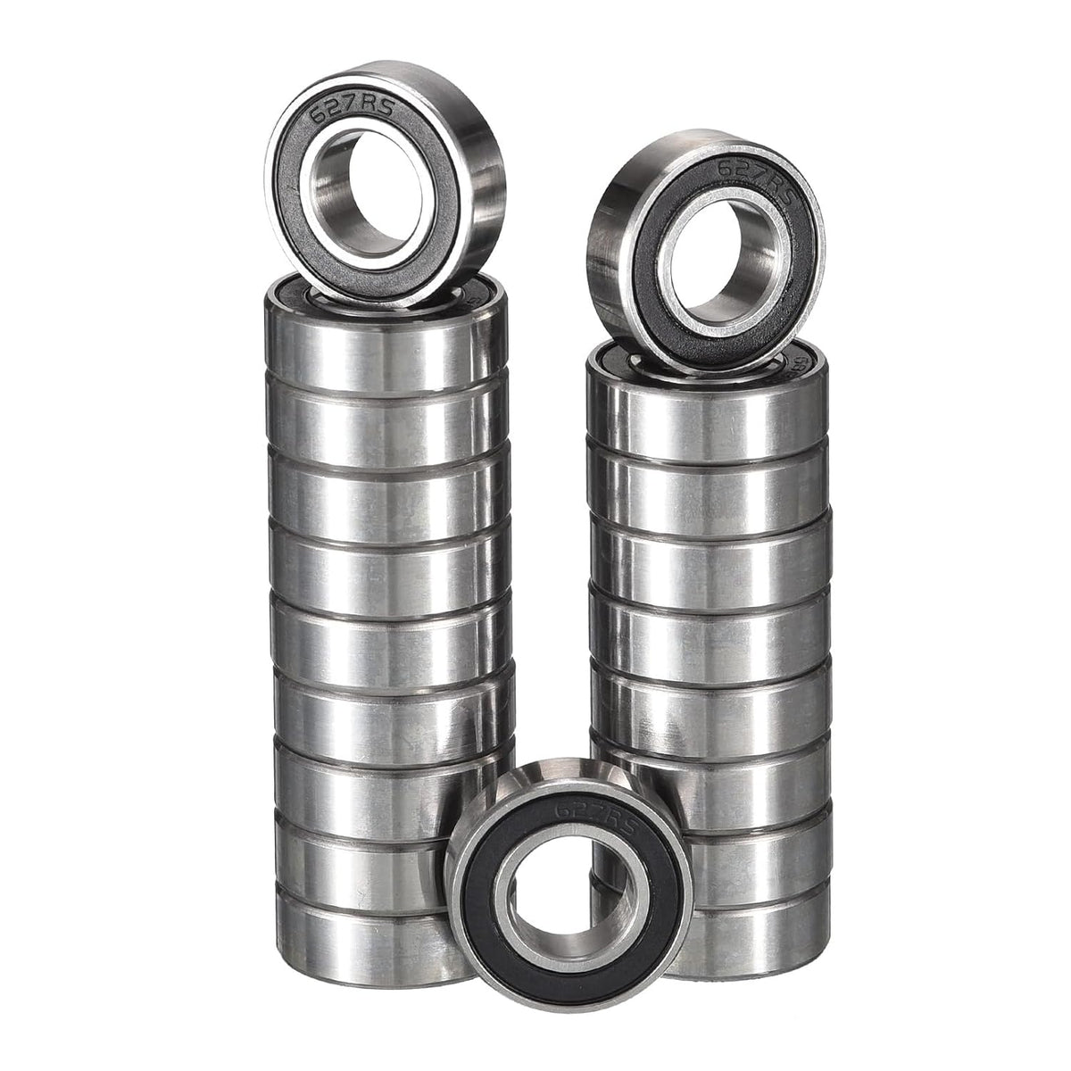 627-2RS Deep Groove Ball Bearings, ID 7mm x OD 22mm x Width 7mm Miniature Bearings, Double Rubber Sealed Ball Bearing Pre-Lubricated Chrome Steel Z2 Lever 20pcs