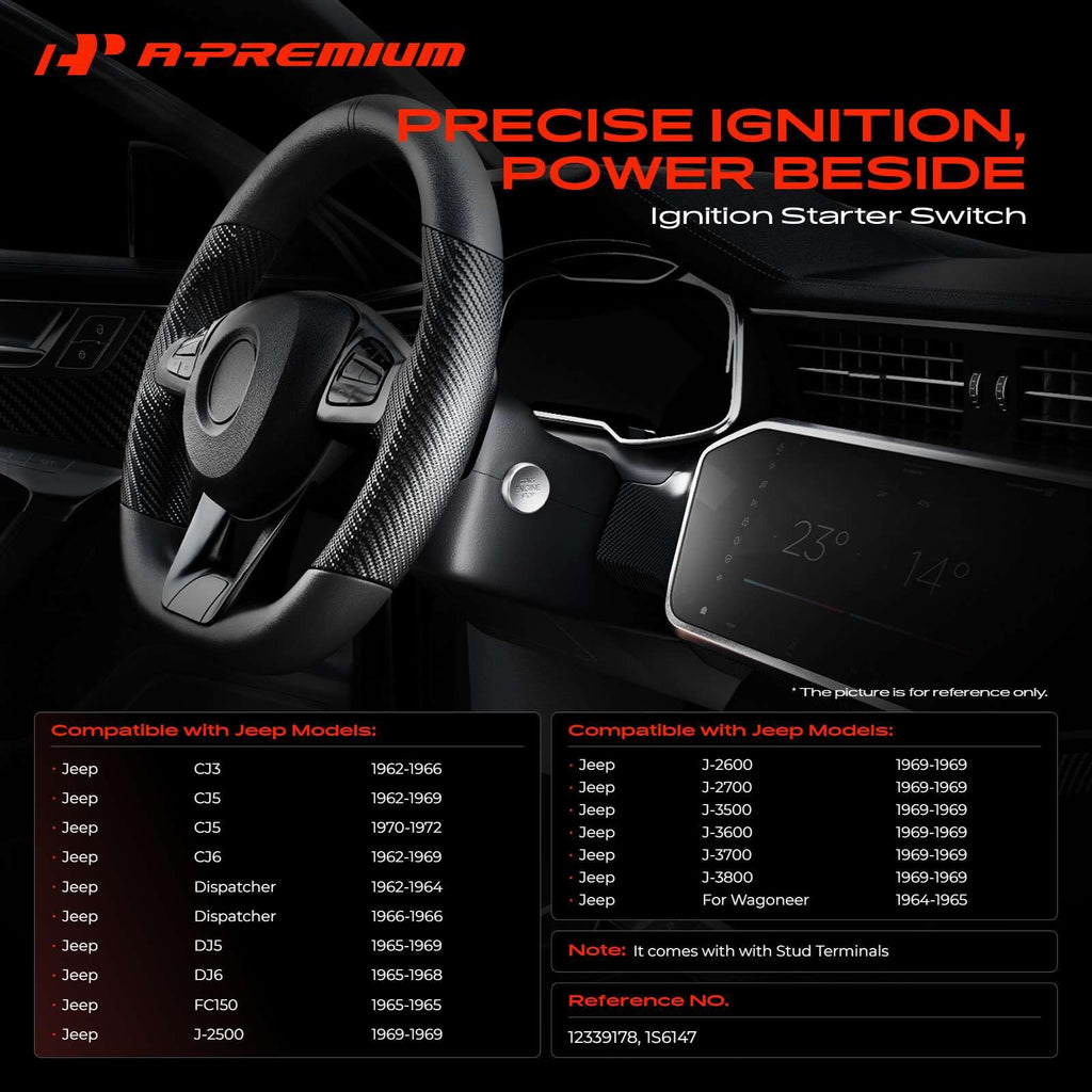 A-Premium 4 Threaded Ignition Starter Switch Compatible with Jeep