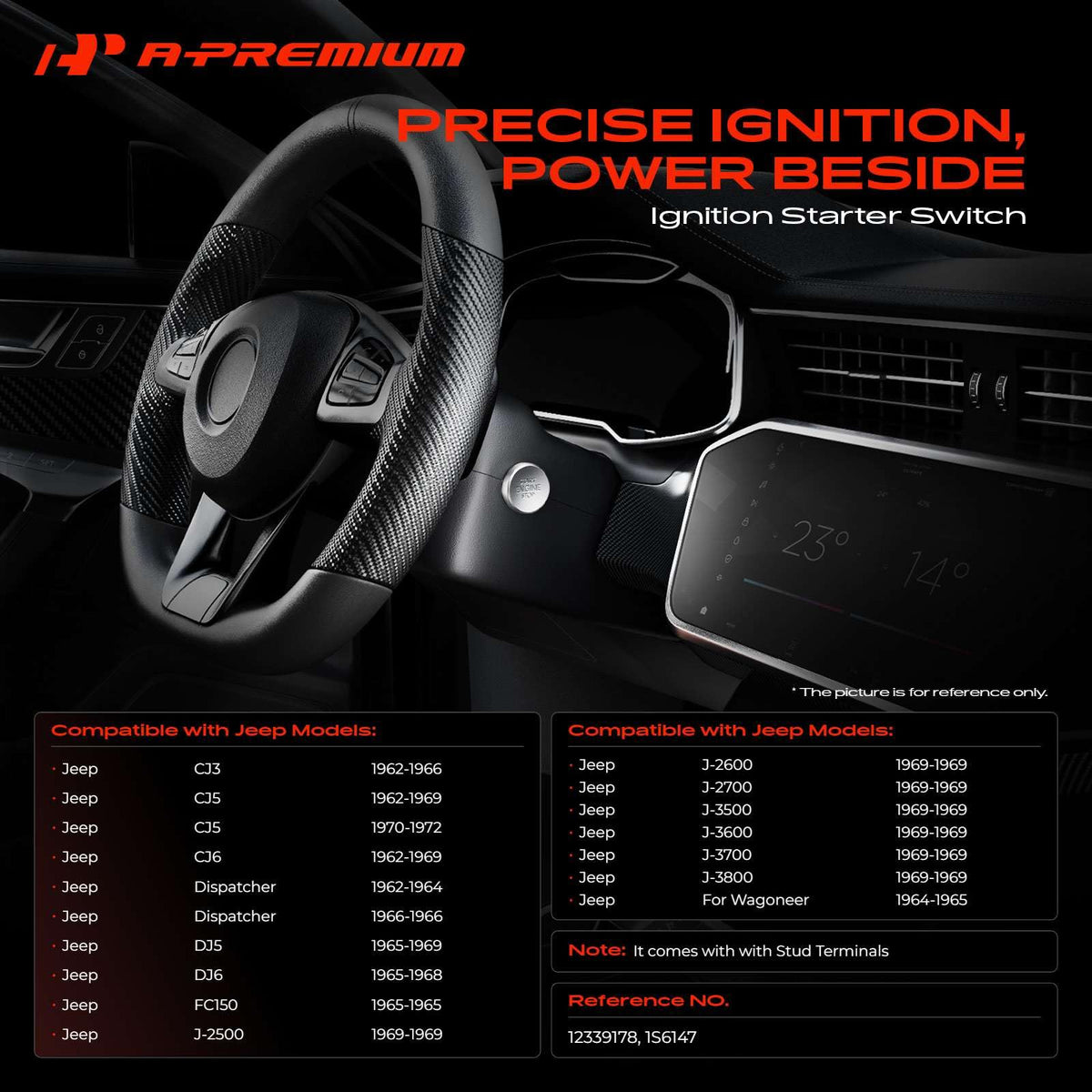 A-Premium 4 Threaded Ignition Starter Switch Compatible with Jeep