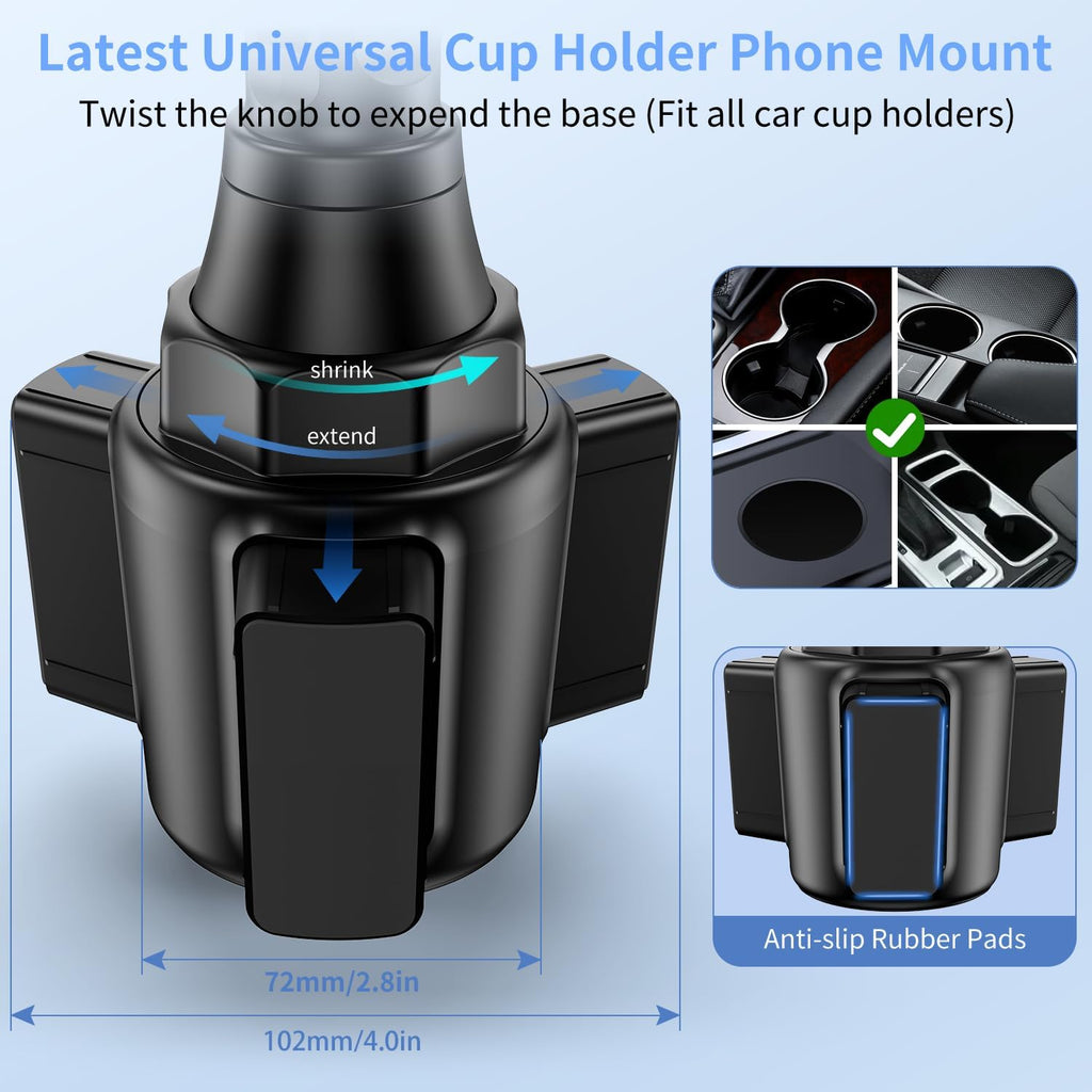 Cup Phone Mount for Car, [Upgraded Version] Universal Cup Phone Cradle Holder with Long and Adjustable Neck, Friendly