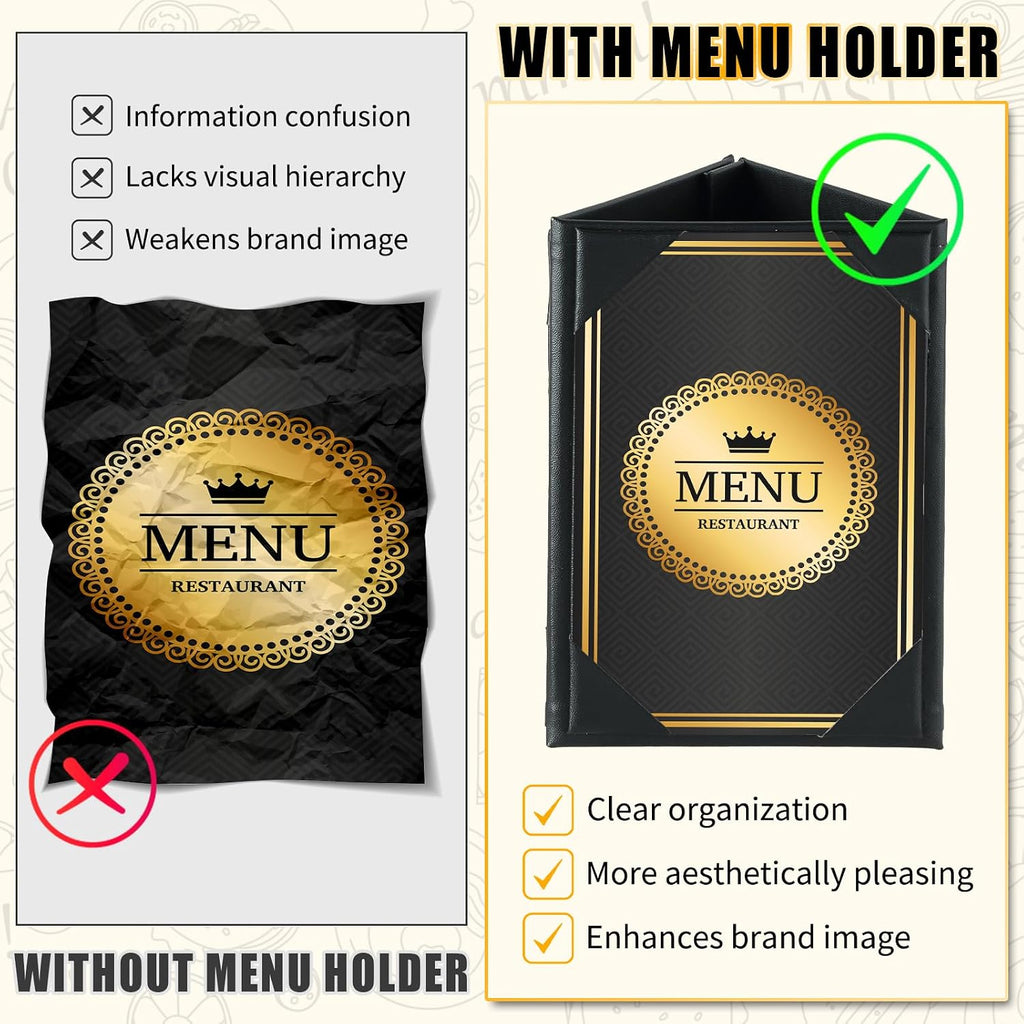 Leather Table Tent Triangle Menu Holders 4" x 6", 2 Pack 3-Side