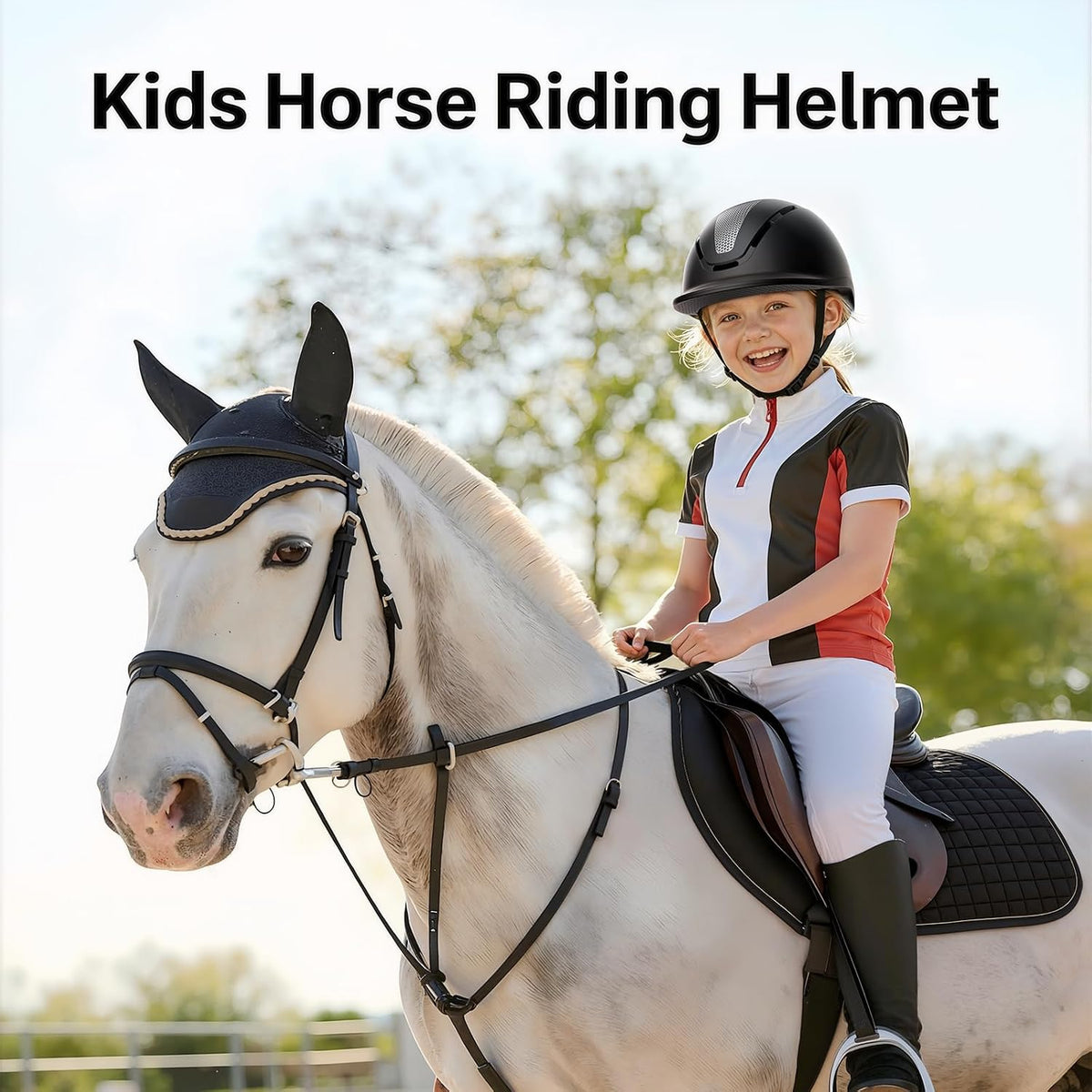 Kids Horse Riding Helmet Ventilated Adjustable 20.8-22.8" / 53-58cm