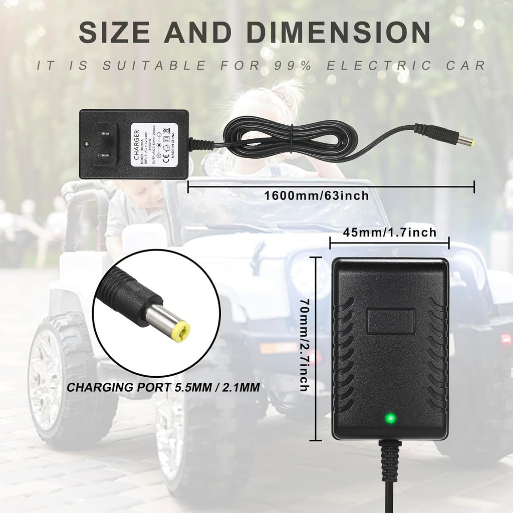 12V Kids Charger for Ride On Car, 12V Various Electric Ride-on Toys Car Battery Charger，12 V Universal Kids Riding