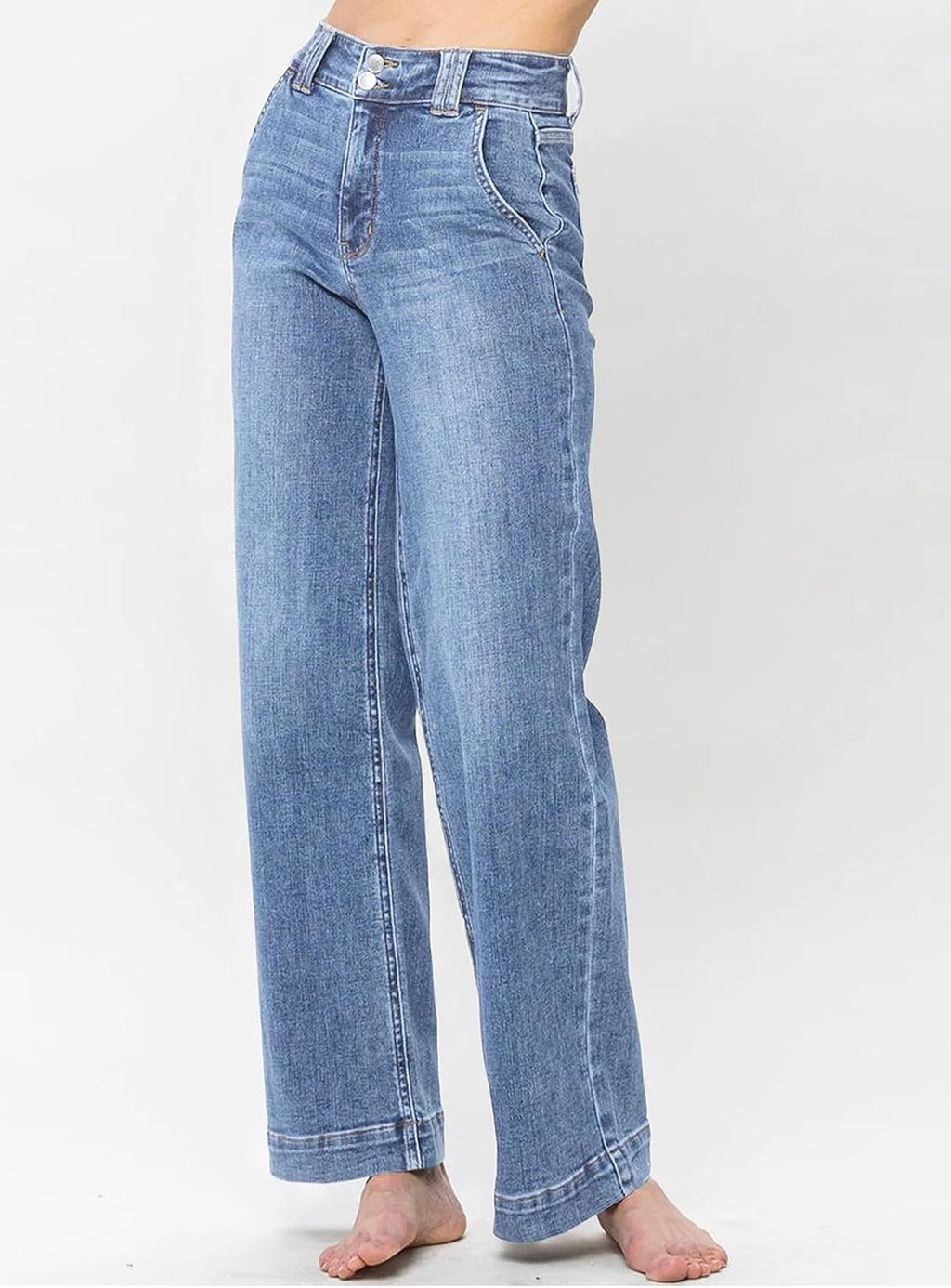 Women's High Waisted Wide Leg Straight Jeans