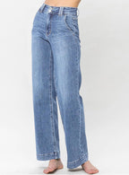Women's High Waisted Wide Leg Straight Jeans