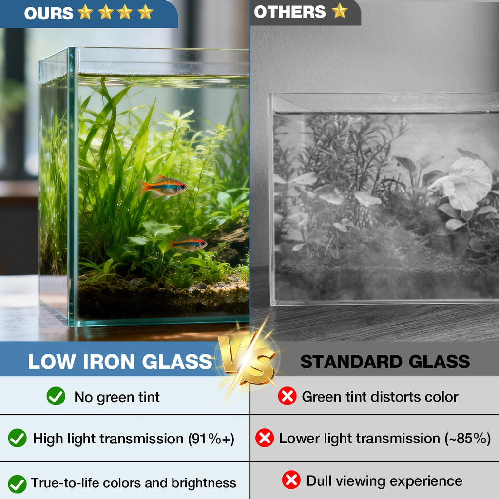 10 Gallon Rectangular Fish Tank, Rimless Ultra Clear Nano Aquarium