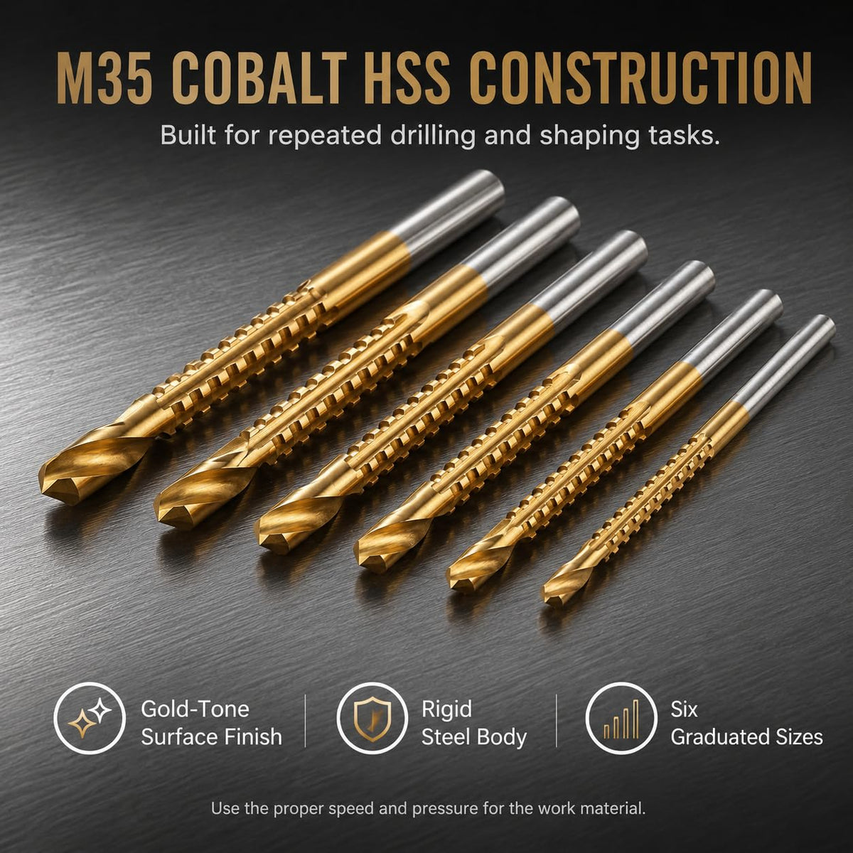 6PCS M35 Cobalt Drill Bit Set, HSS Twist Bits for Stainless Steel，1