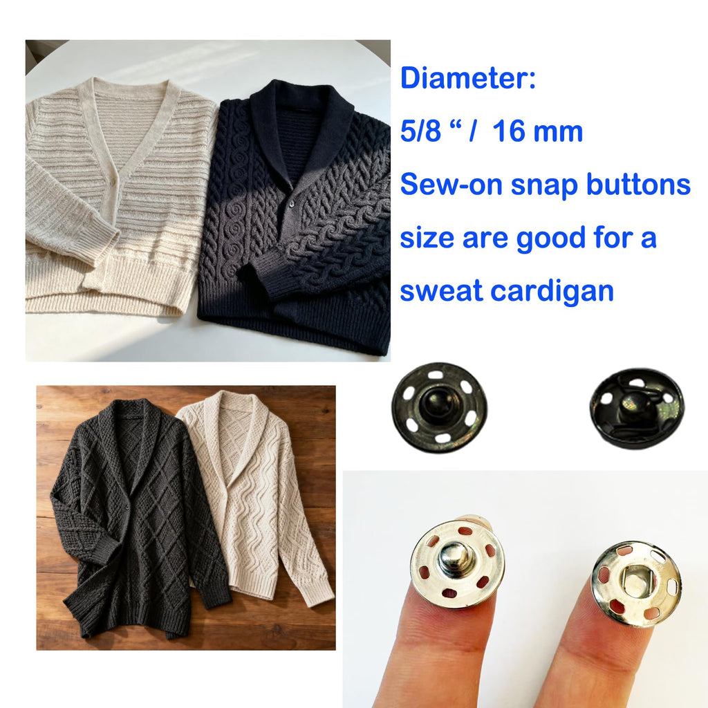 40 Sets Sew-on Snap Buttons, Fastener Sewing Press Button (16mm)