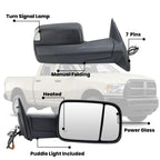Right Passenger Side Mirror for 2013-2019 Dodge Ram 2500 Black(Long Arm)