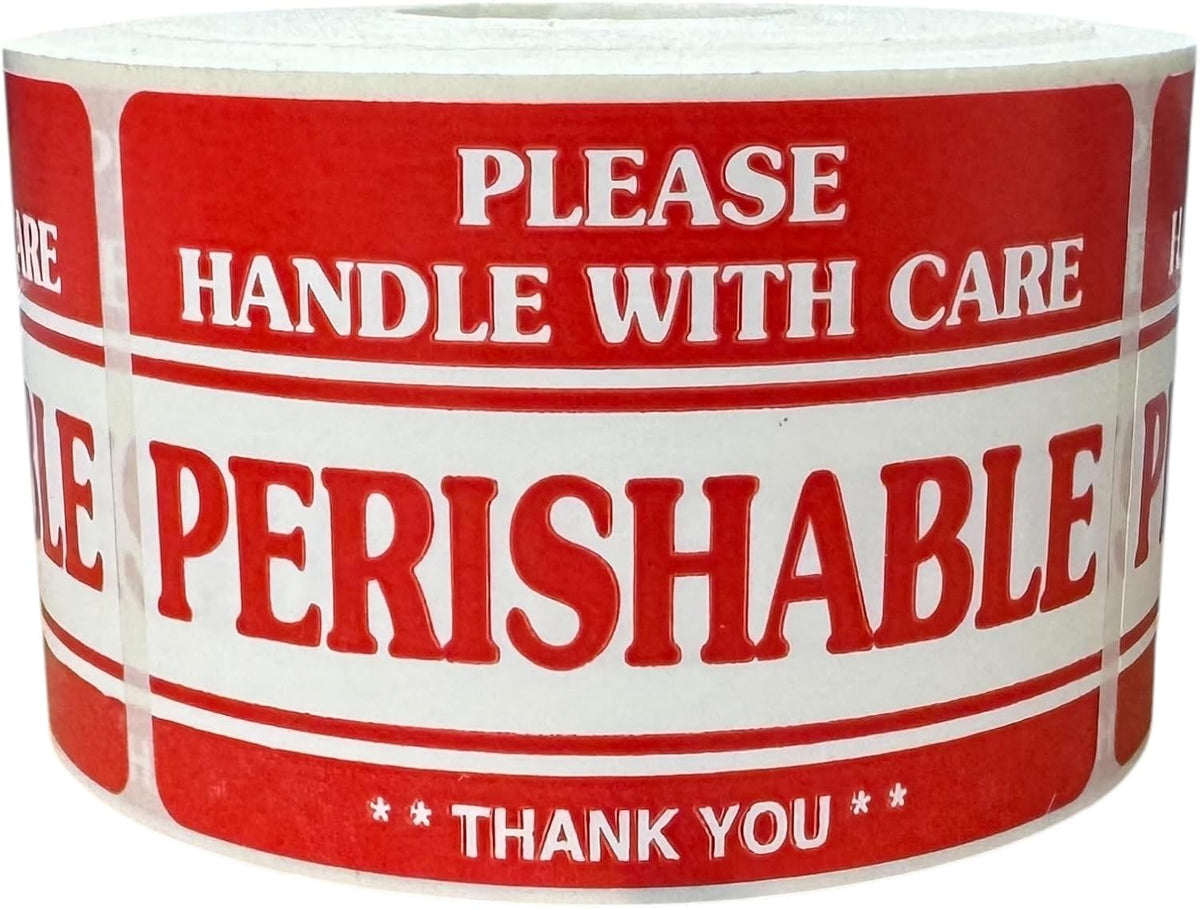 2x3 Perishable Handle with Care Thank You Labels Food Packaging Shipping Adhesive Stickers (1) Roll of 500